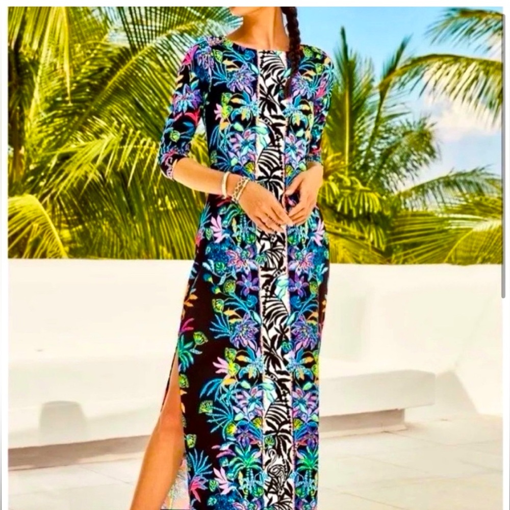 NWOT Lilly Pulitzer Seralina Maxi Dress in Onyx Paradise Glow, Size Small